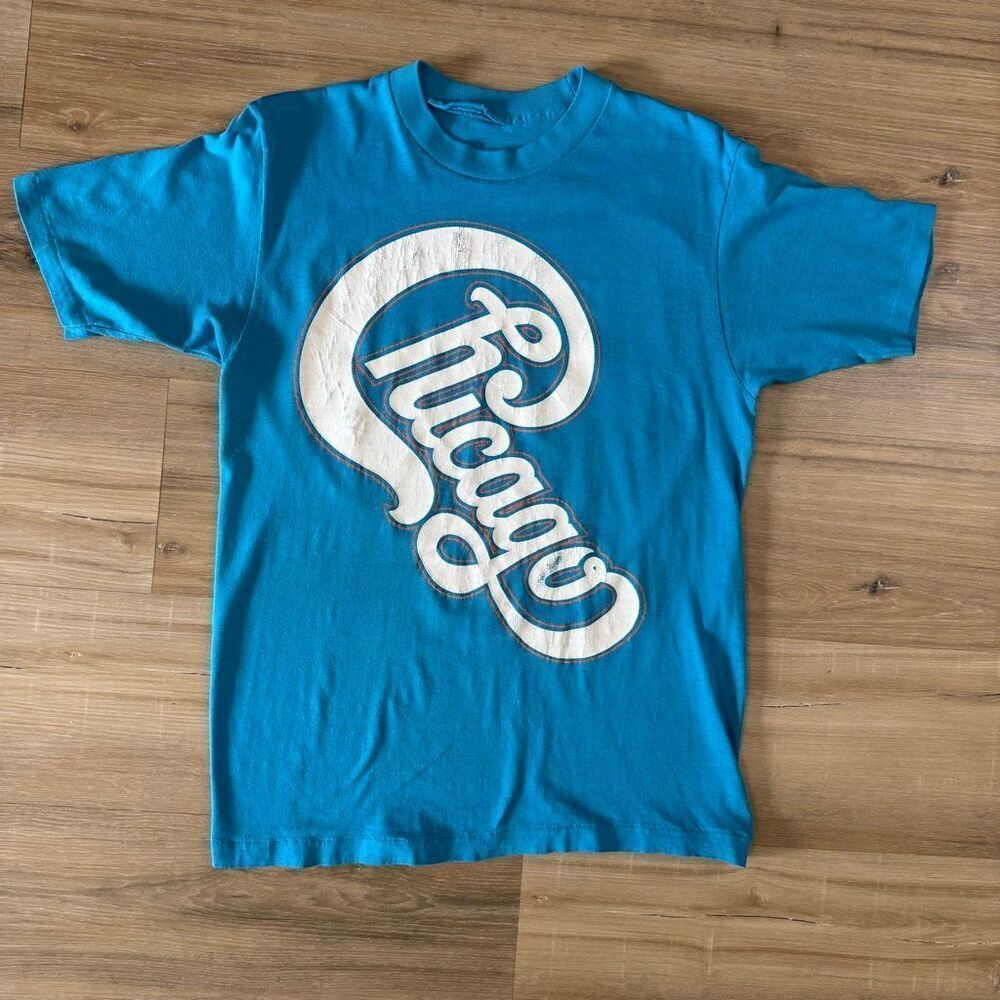 Vintage Chicago Band 1986 87 Blue Single Stitch Tour Shirt 80s Classic Rock Sz S